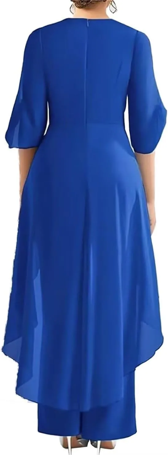 2 Pieces Pants Suits Mother of The Bride Lace Appliques Chiffon Formal Wedding Grooms Dresses