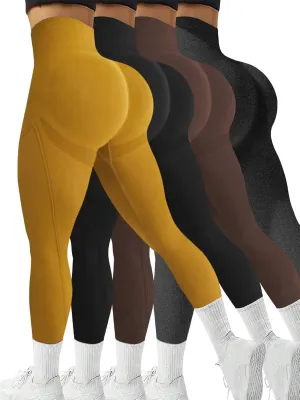 3Pcs Seamless Leggings for Women High Waist Workout Yoga Pants, Scrunch Butt Lifting Elastic Tights