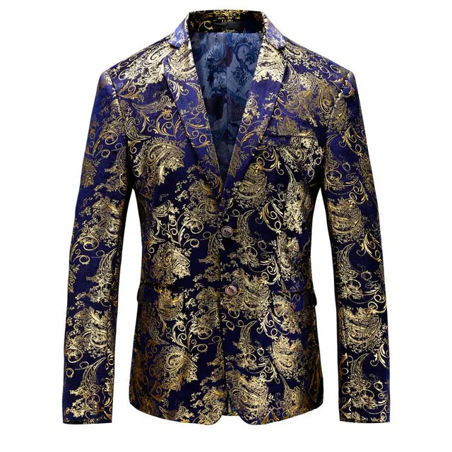 Aidase Boutique Fashion Gold Blazer New Bronzing Mens Slim Fit Suit Jacket Men Wedding Nightclub Stage Party Dress Plus Size S-5XL