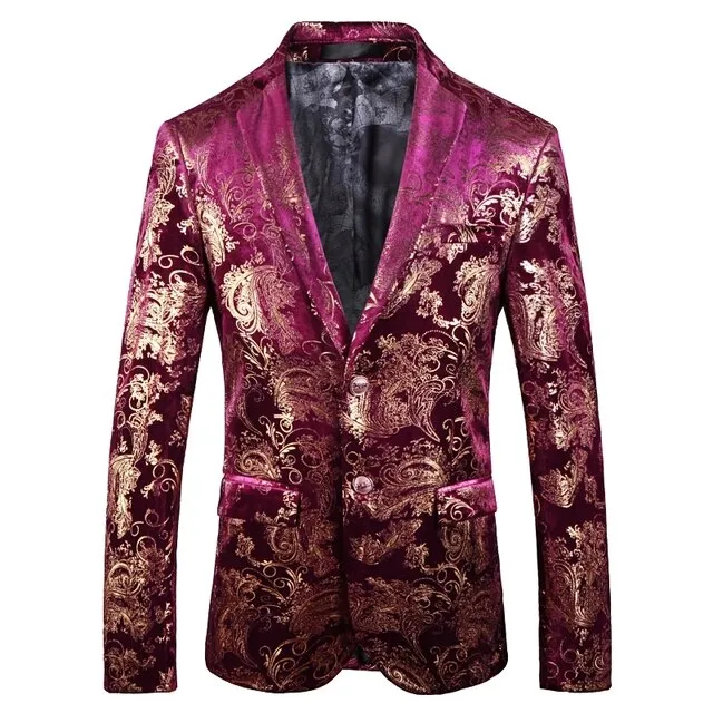 Aidase Boutique Fashion Gold Blazer New Bronzing Mens Slim Fit Suit Jacket Men Wedding Nightclub Stage Party Dress Plus Size S-5XL