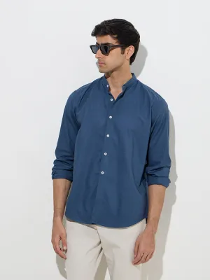 Ascot Indigo Solid Relaxed-Fit Cotton Shirt