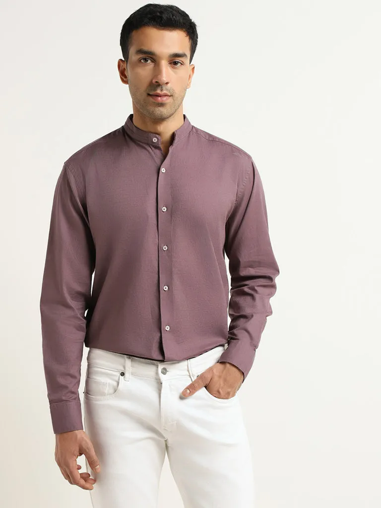 Ascot Purple Plain Cotton Relaxed Fit Shirt