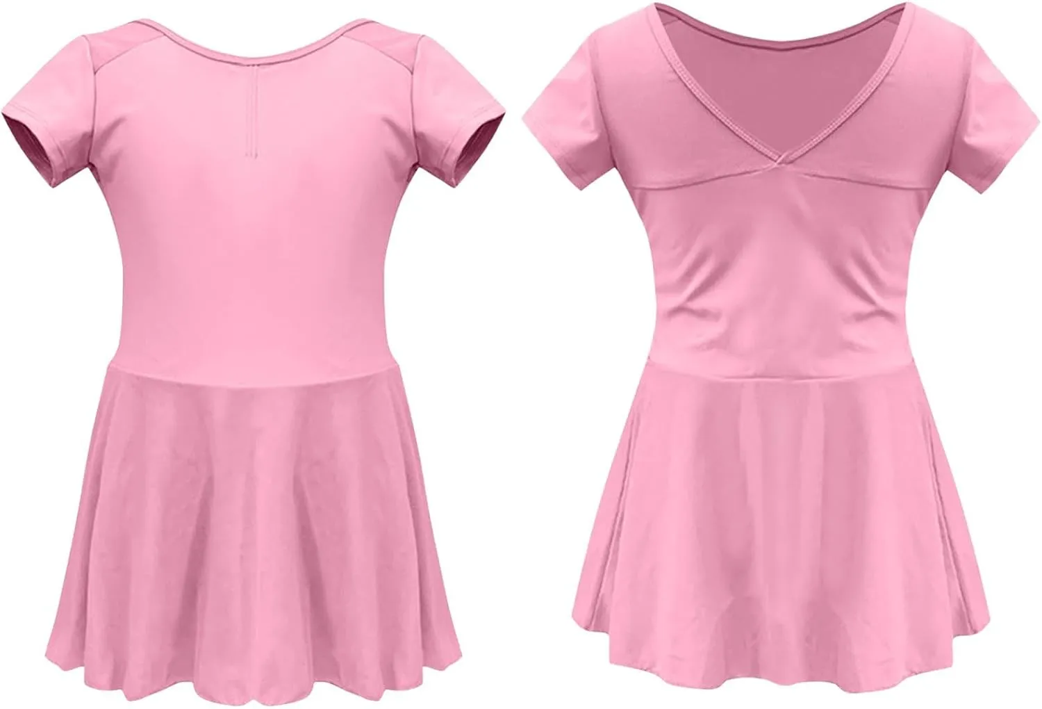 Ballet Dancewear for Girls Short Sleeve V Neck Back Mini Dress A-Line Swing Dresses 2025 Trendy Fashion Outfits
