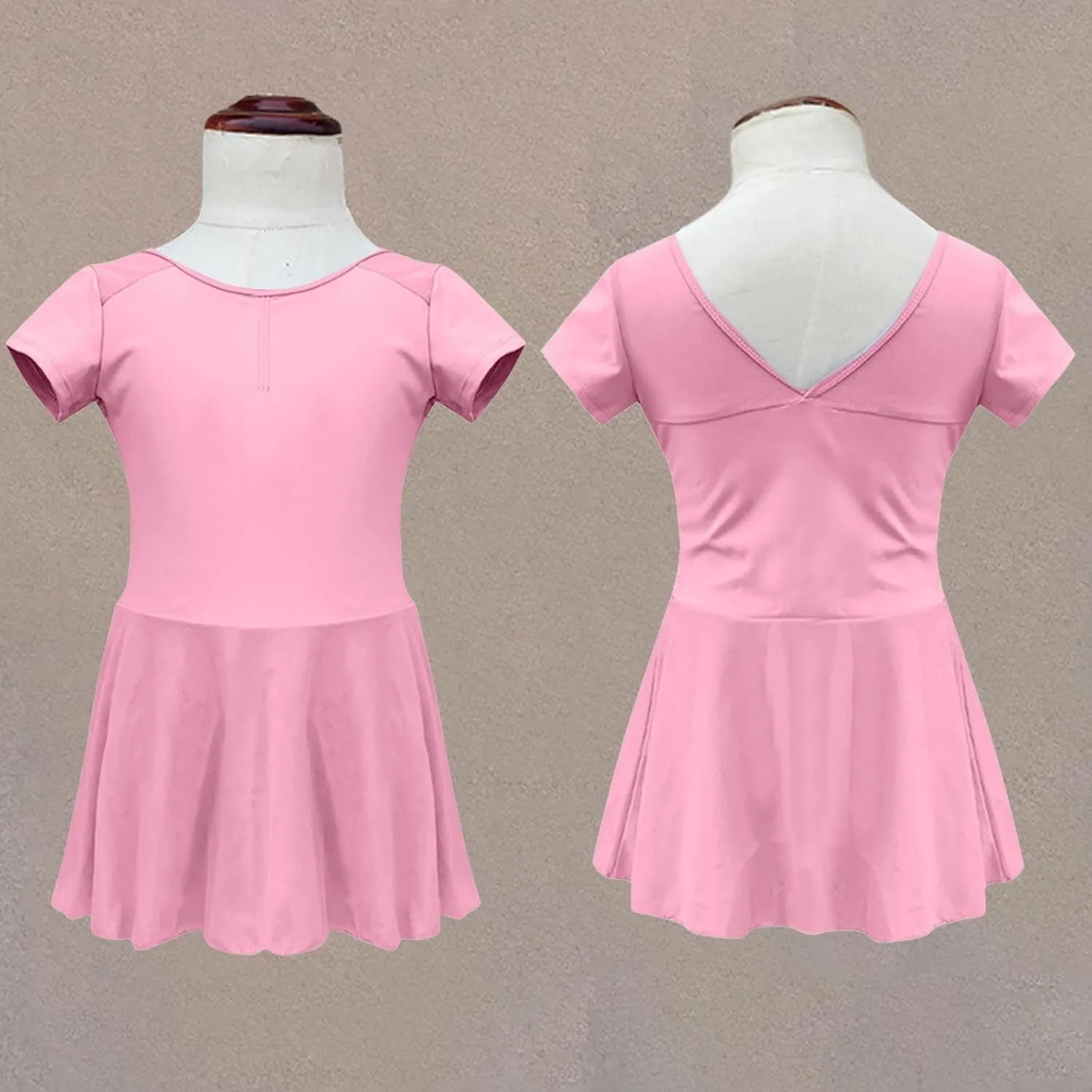 Ballet Dancewear for Girls Short Sleeve V Neck Back Mini Dress A-Line Swing Dresses 2025 Trendy Fashion Outfits