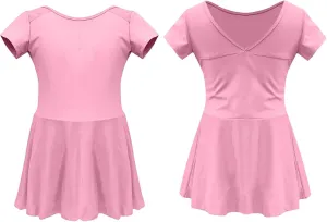 Ballet Dancewear for Girls Short Sleeve V Neck Back Mini Dress A-Line Swing Dresses 2025 Trendy Fashion Outfits