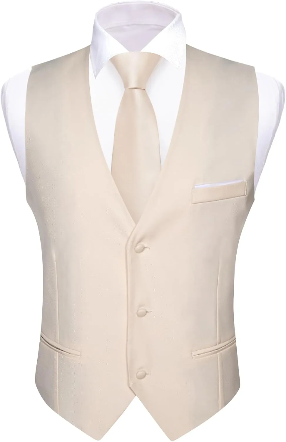 Barry.Wang Mens Formal Suit Vest Slim Fit V-neck 2 Pockets Wedding Party Dress Waistcoat