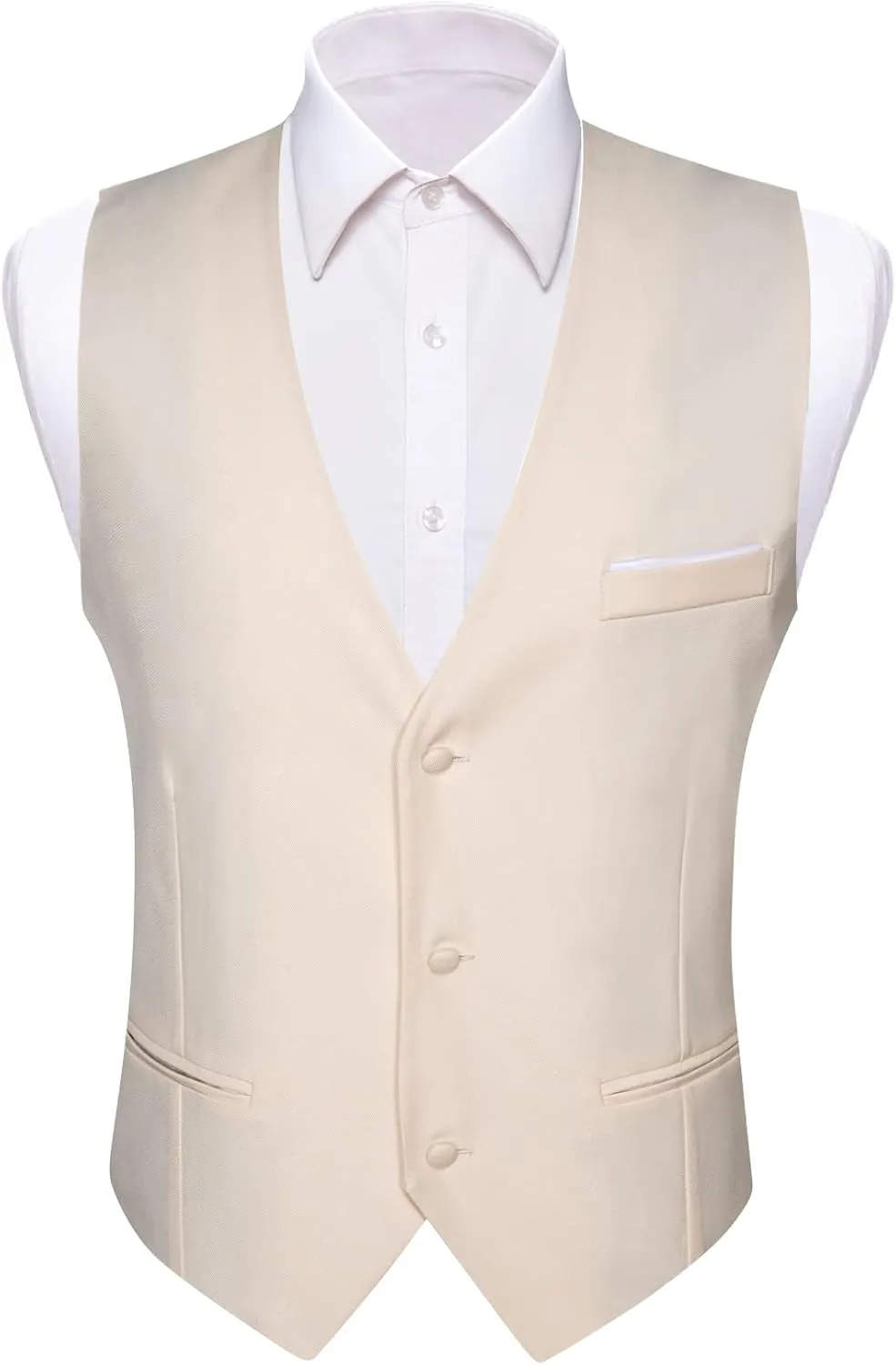 Barry.Wang Mens Formal Suit Vest Slim Fit V-neck 2 Pockets Wedding Party Dress Waistcoat