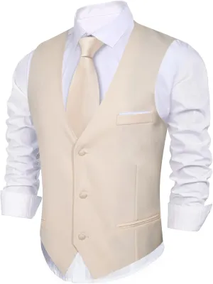 Barry.Wang Mens Formal Suit Vest Slim Fit V-neck 2 Pockets Wedding Party Dress Waistcoat