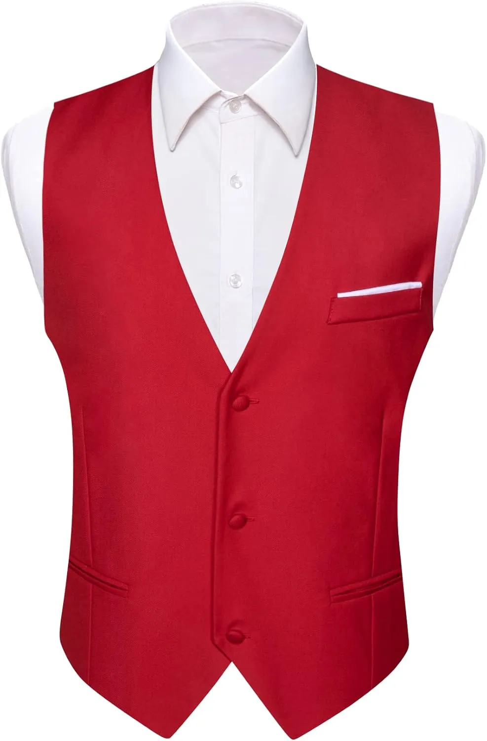 Barry.Wang Mens Formal Suit Vest Slim Fit V-neck 2 Pockets Wedding Party Dress Waistcoat