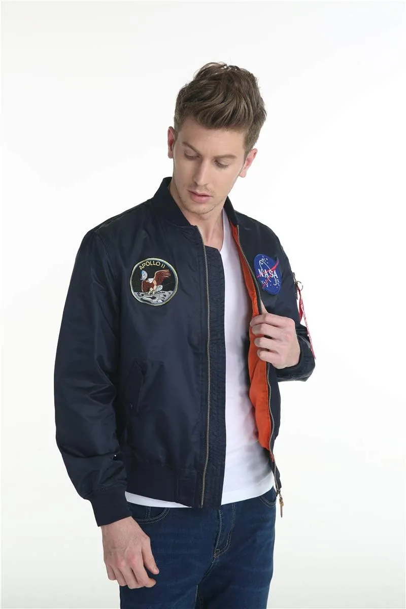 Big pocket jacket Men Slim fit NASA letter printing National flag armband Bomber jacket