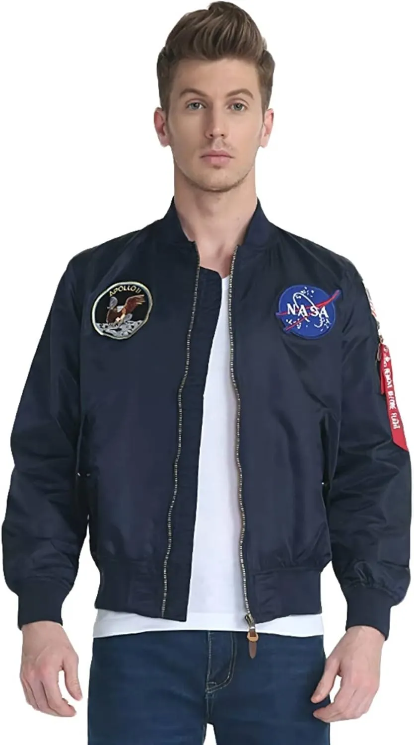 Big pocket jacket Men Slim fit NASA letter printing National flag armband Bomber jacket