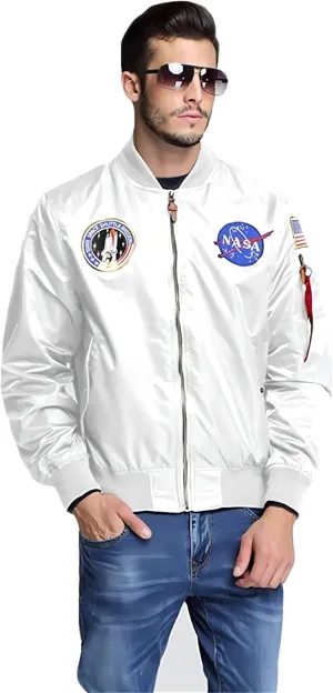 Big pocket jacket Men Slim fit NASA letter printing National flag armband Bomber jacket