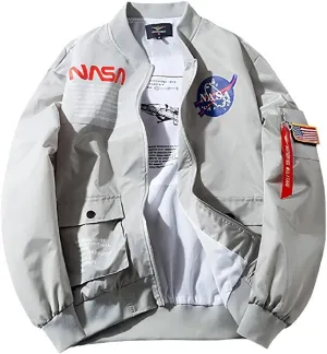 Big pocket jacket Men Slim fit NASA letter printing National flag armband Bomber jacket