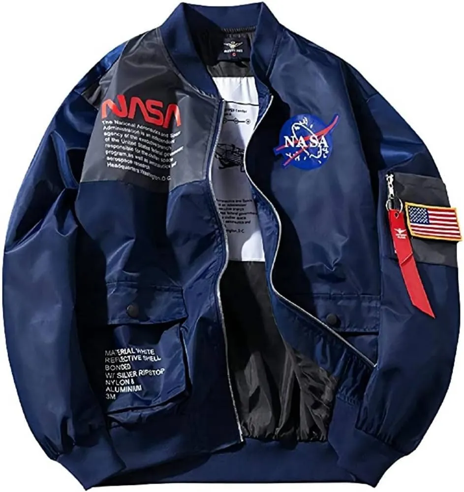 Big pocket jacket Men Slim fit NASA letter printing National flag armband Bomber jacket