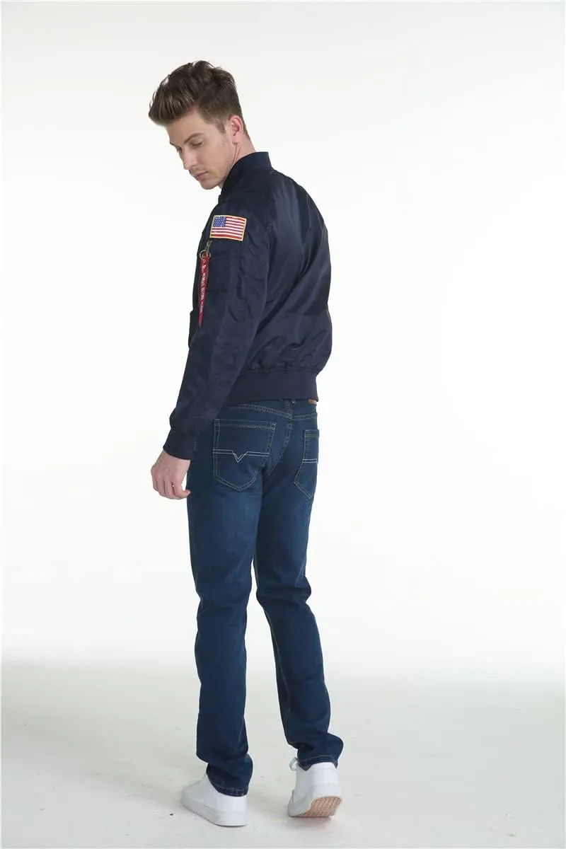 Big pocket jacket Men Slim fit NASA letter printing National flag armband Bomber jacket