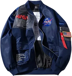 Big pocket jacket Men Slim fit NASA letter printing National flag armband Bomber jacket