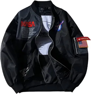 Big pocket jacket Men Slim fit NASA letter printing National flag armband Bomber jacket