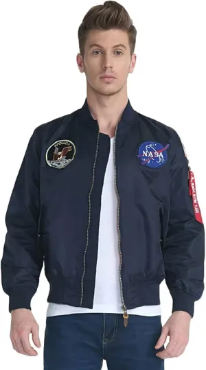 Big pocket jacket Men Slim fit NASA letter printing National flag armband Bomber jacket