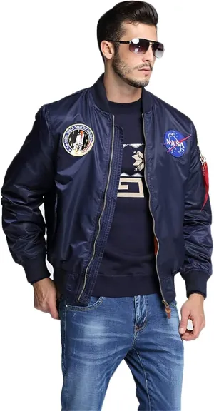 Big pocket jacket Men Slim fit NASA letter printing National flag armband Bomber jacket