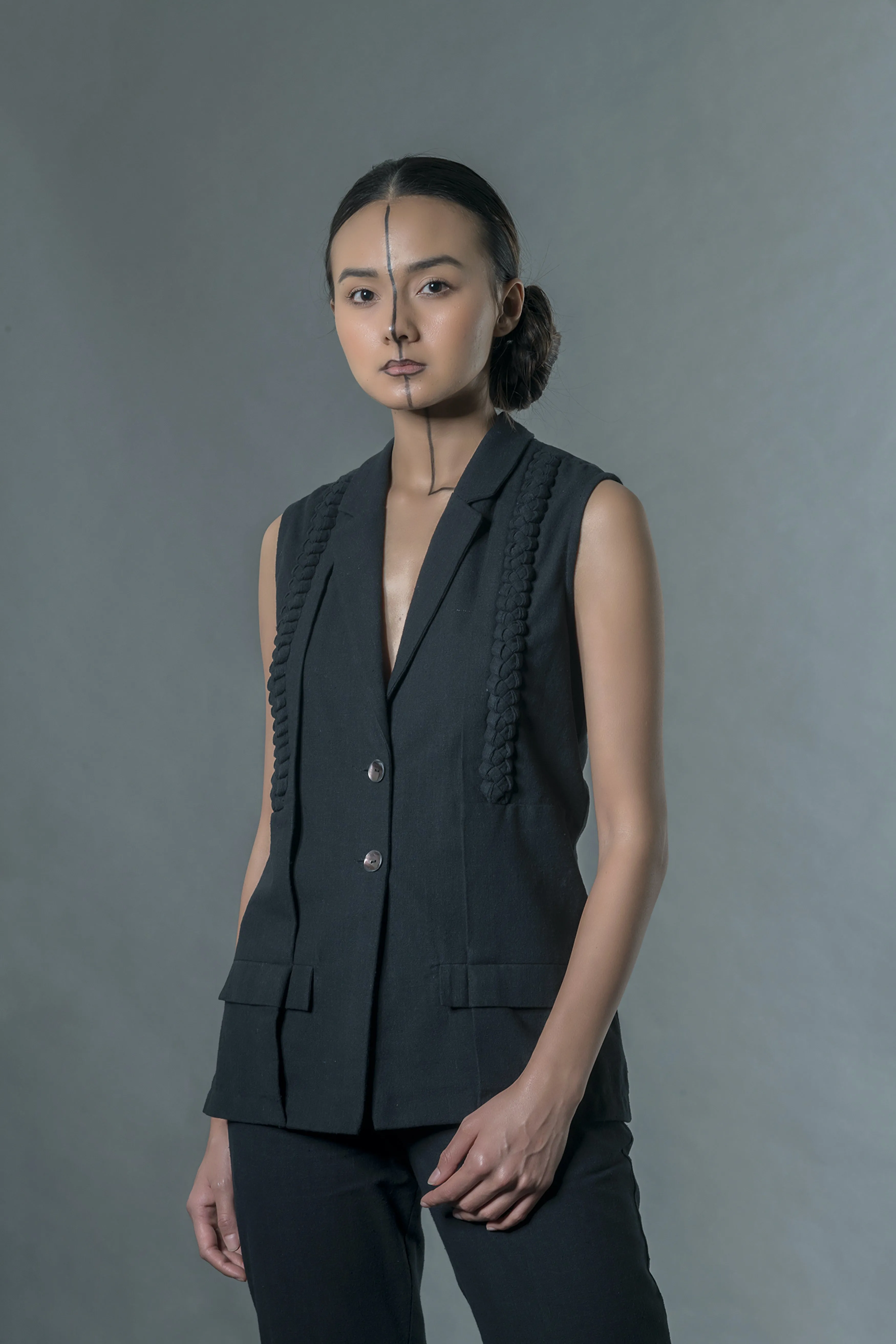 Black Sleeveless Blazer