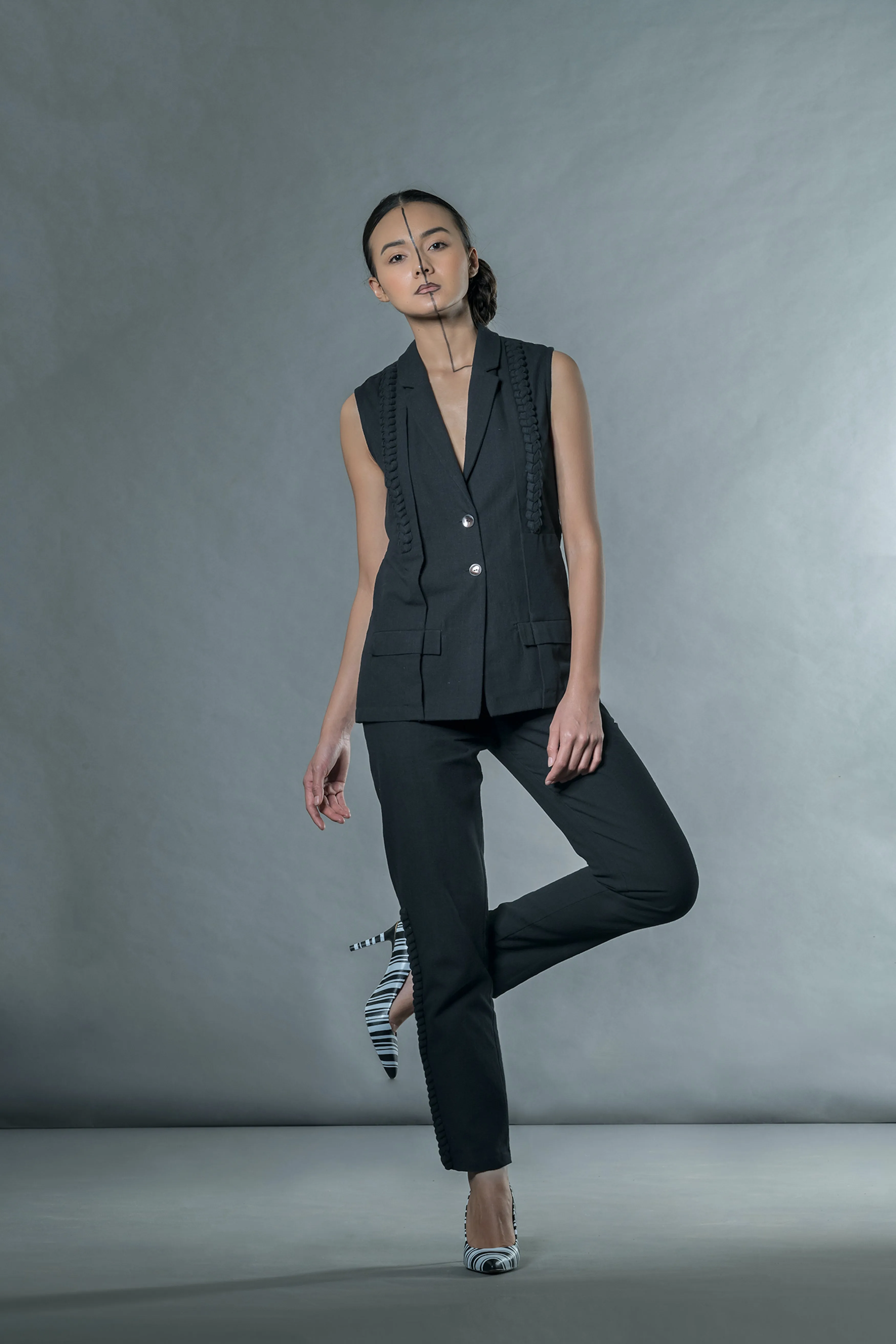 Black Sleeveless Blazer