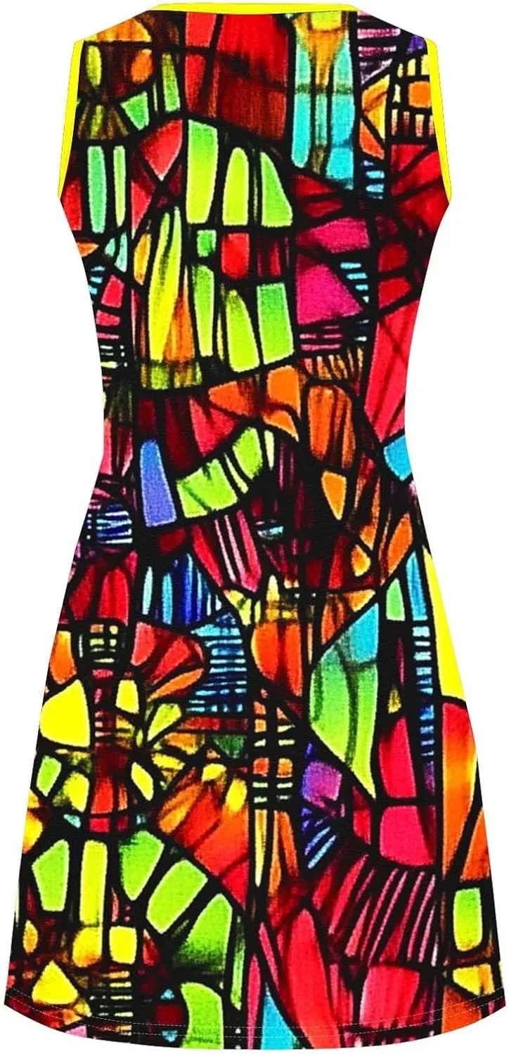 Boho Dresses for Women 2025 Summer Floral Cute Sundress Casual Sleeveless Tank Beach Mini Dress with Pocket