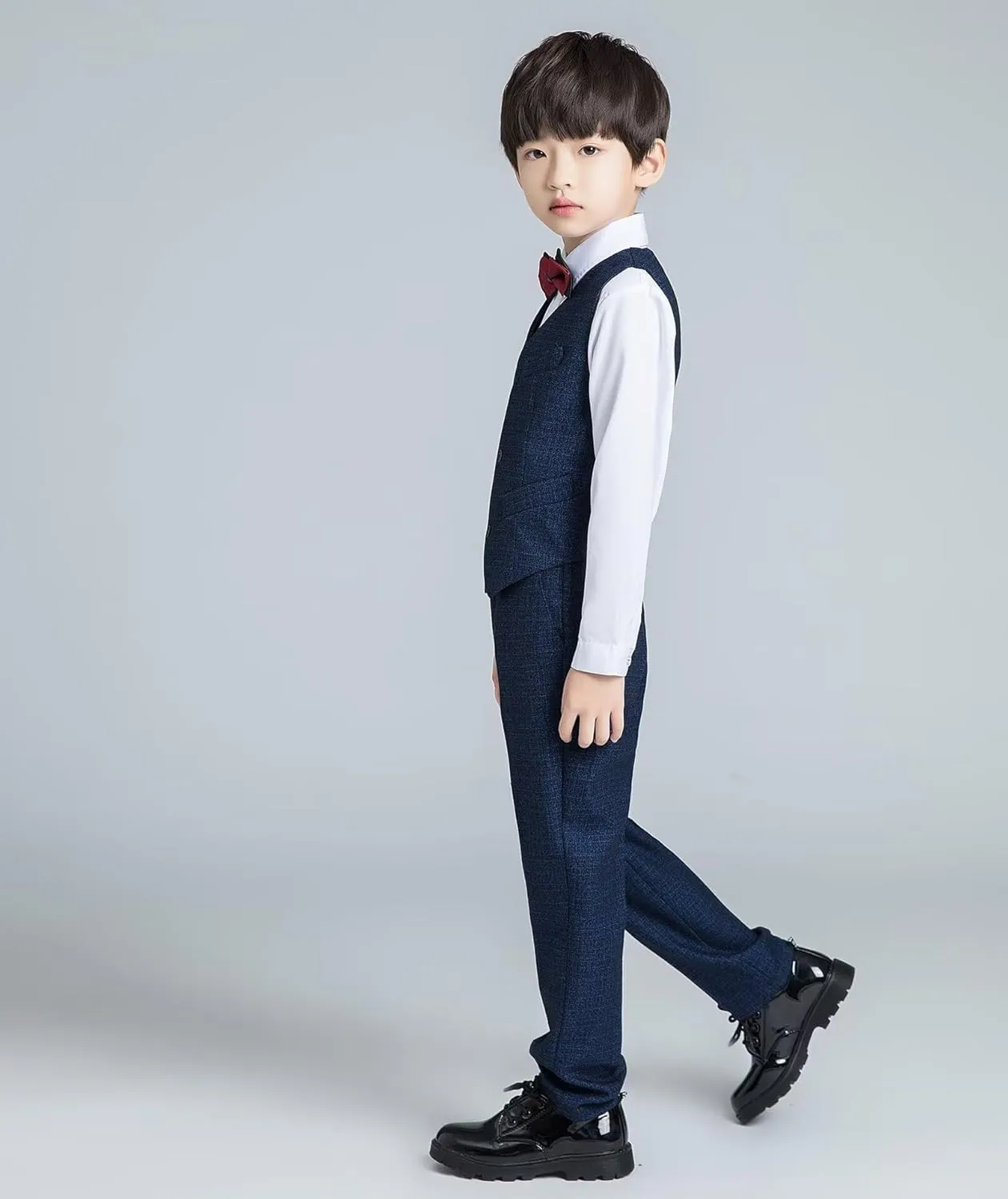 Boys Suit Plaid Stripes Suits for Boys 3 Piece Formal Wedding Outfit Slim Fit Suit Blazer Vest Pants Set