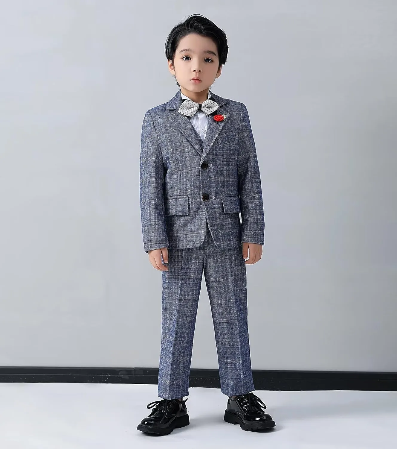 Boys Suit Plaid Stripes Suits for Boys 3 Piece Formal Wedding Outfit Slim Fit Suit Blazer Vest Pants Set