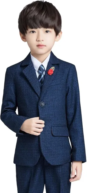 Boys Suit Plaid Stripes Suits for Boys 3 Piece Formal Wedding Outfit Slim Fit Suit Blazer Vest Pants Set