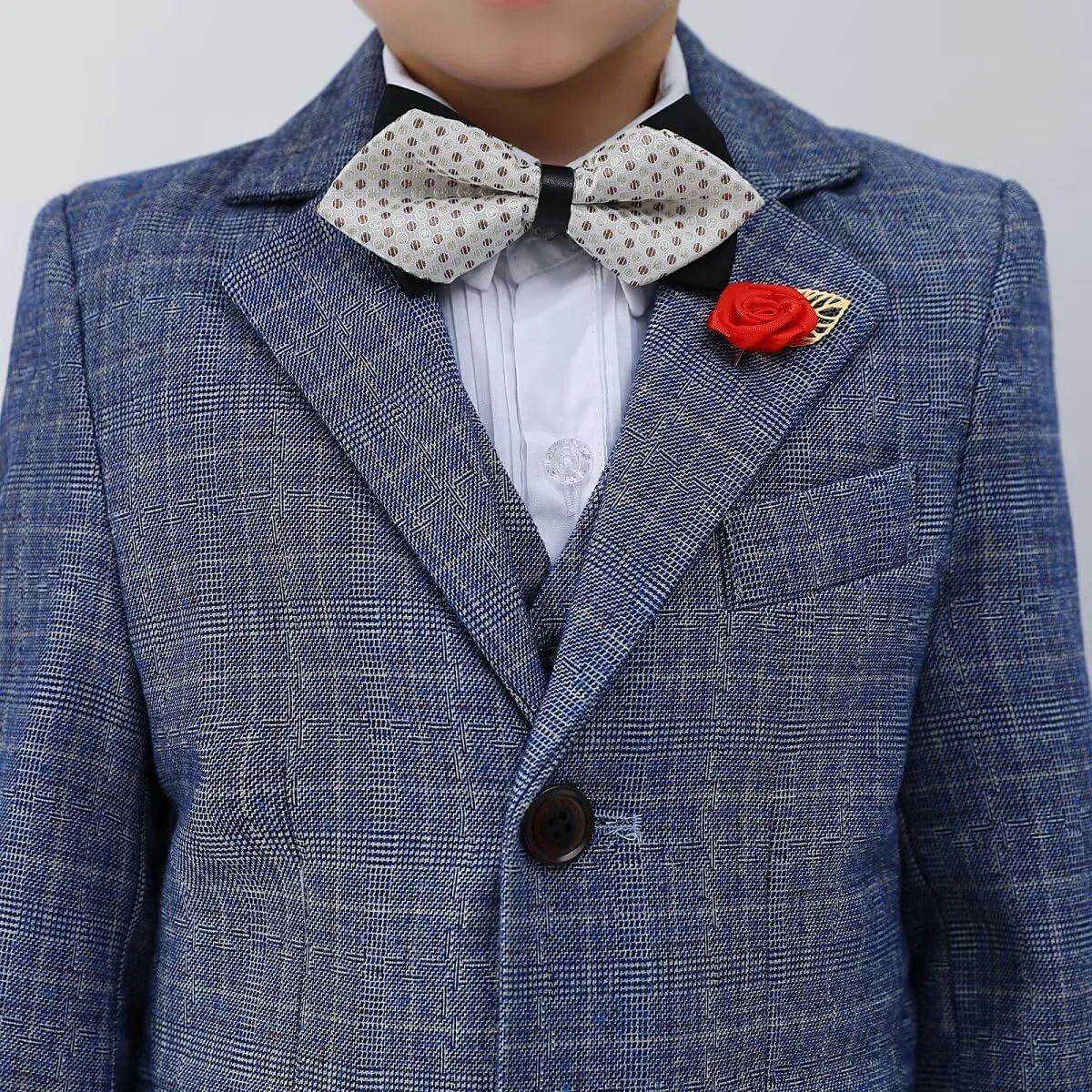 Boys Suit Plaid Stripes Suits for Boys 3 Piece Formal Wedding Outfit Slim Fit Suit Blazer Vest Pants Set