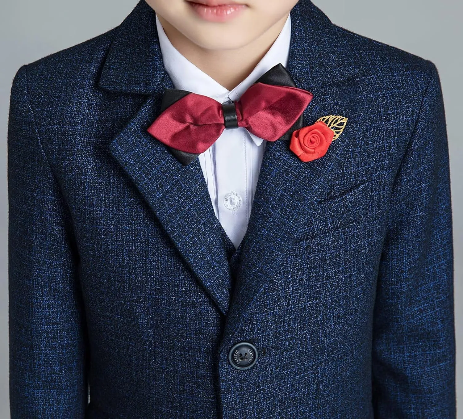Boys Suit Plaid Stripes Suits for Boys 3 Piece Formal Wedding Outfit Slim Fit Suit Blazer Vest Pants Set
