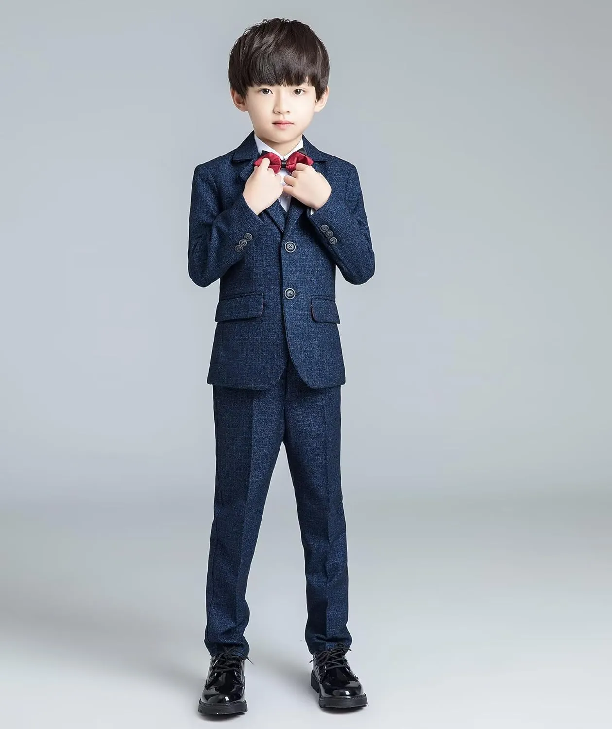 Boys Suit Plaid Stripes Suits for Boys 3 Piece Formal Wedding Outfit Slim Fit Suit Blazer Vest Pants Set