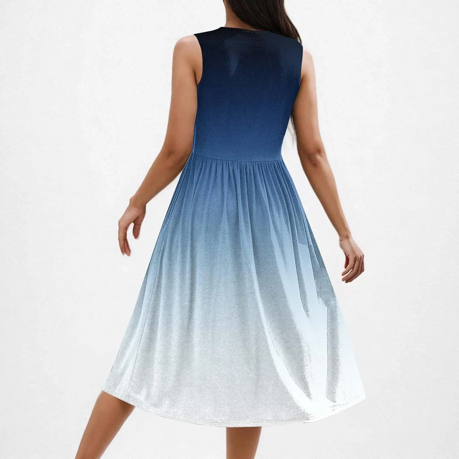 Casual Dresses for Women Summer Sleeveless Tie Dye Sundresses Empire Waist Midi Tank Dresses with Pockets 2025
