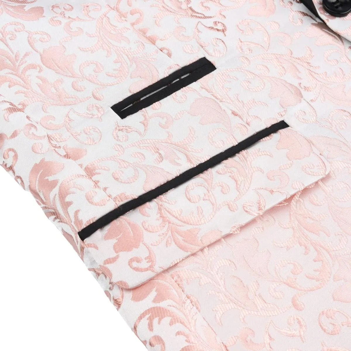 Cloudstyle Mens 2 Piece Floral Jacquard Dress Suit Set 1 Button Print Dinner Jacket Pants