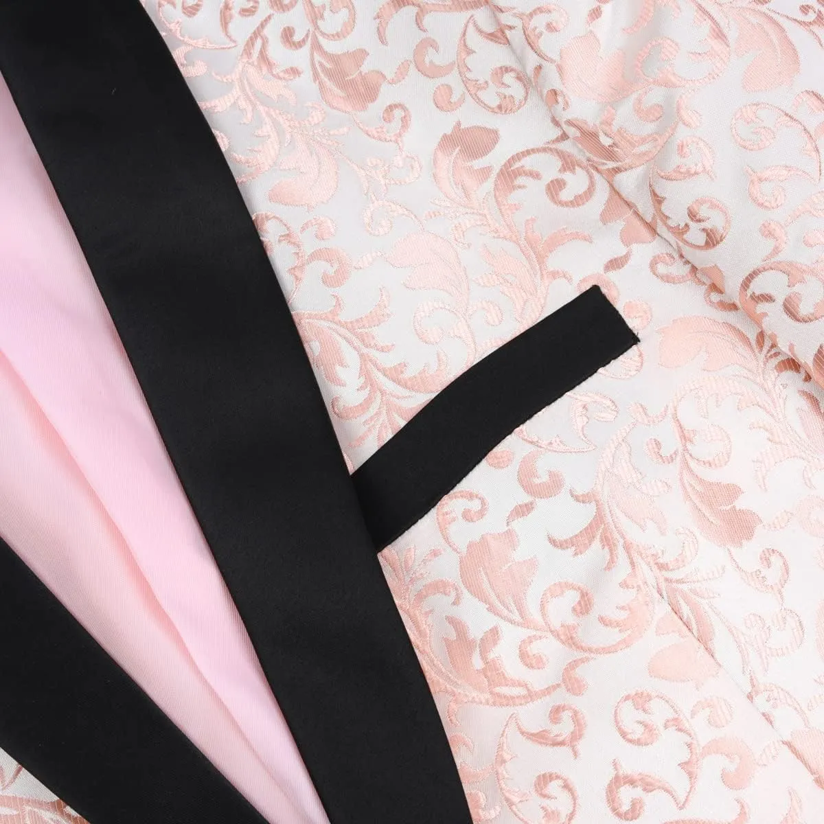 Cloudstyle Mens 2 Piece Floral Jacquard Dress Suit Set 1 Button Print Dinner Jacket Pants