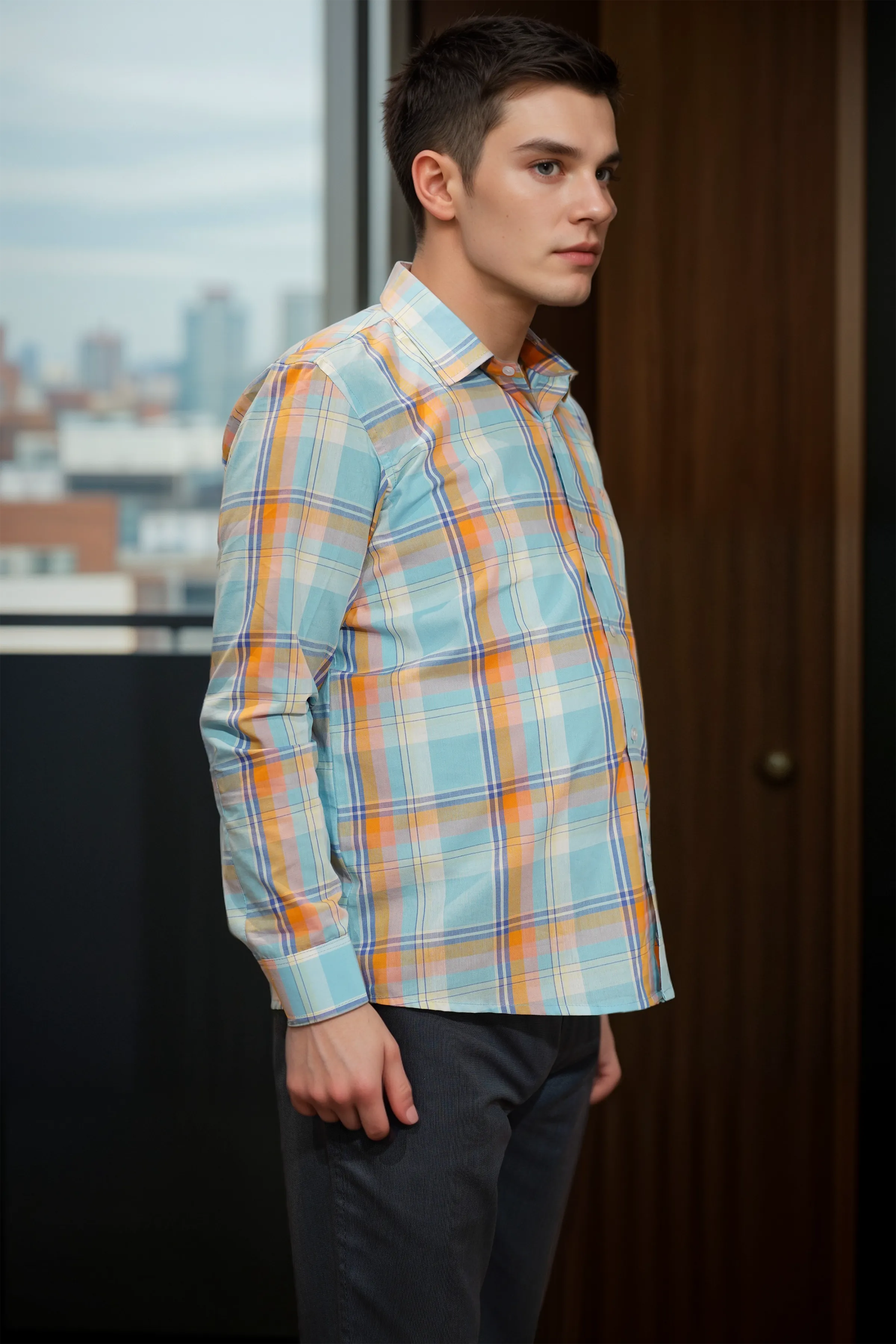 Coastal Stride Check Cotton Shirt