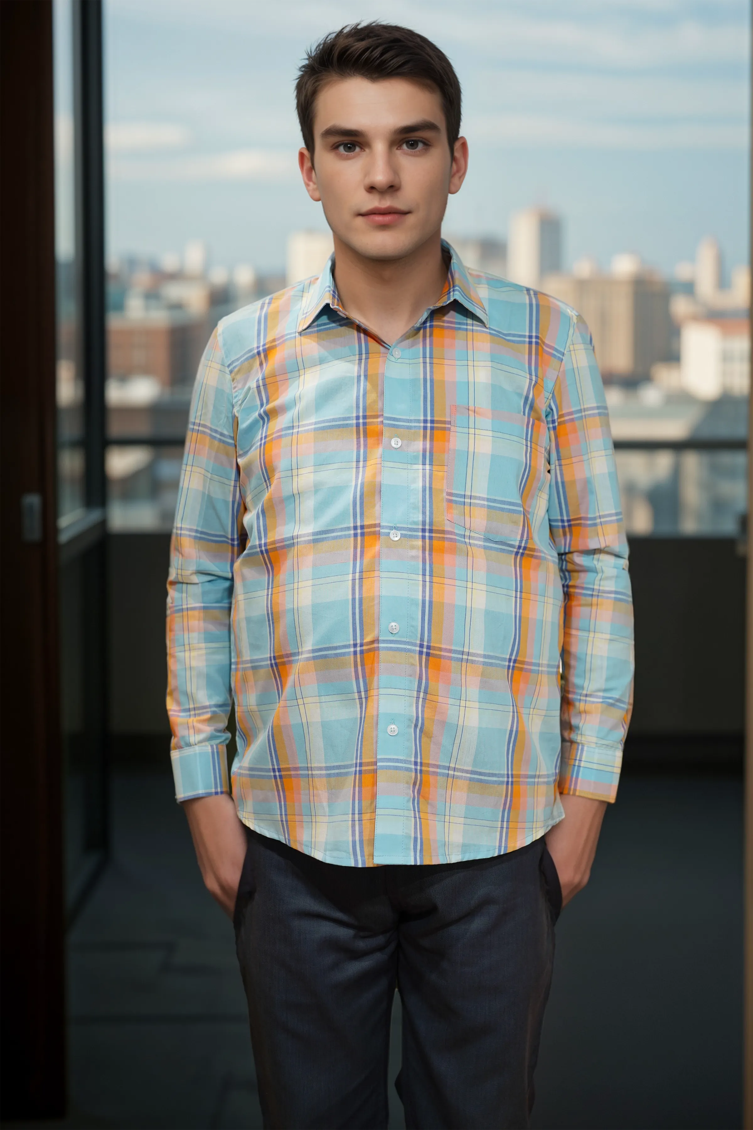 Coastal Stride Check Cotton Shirt