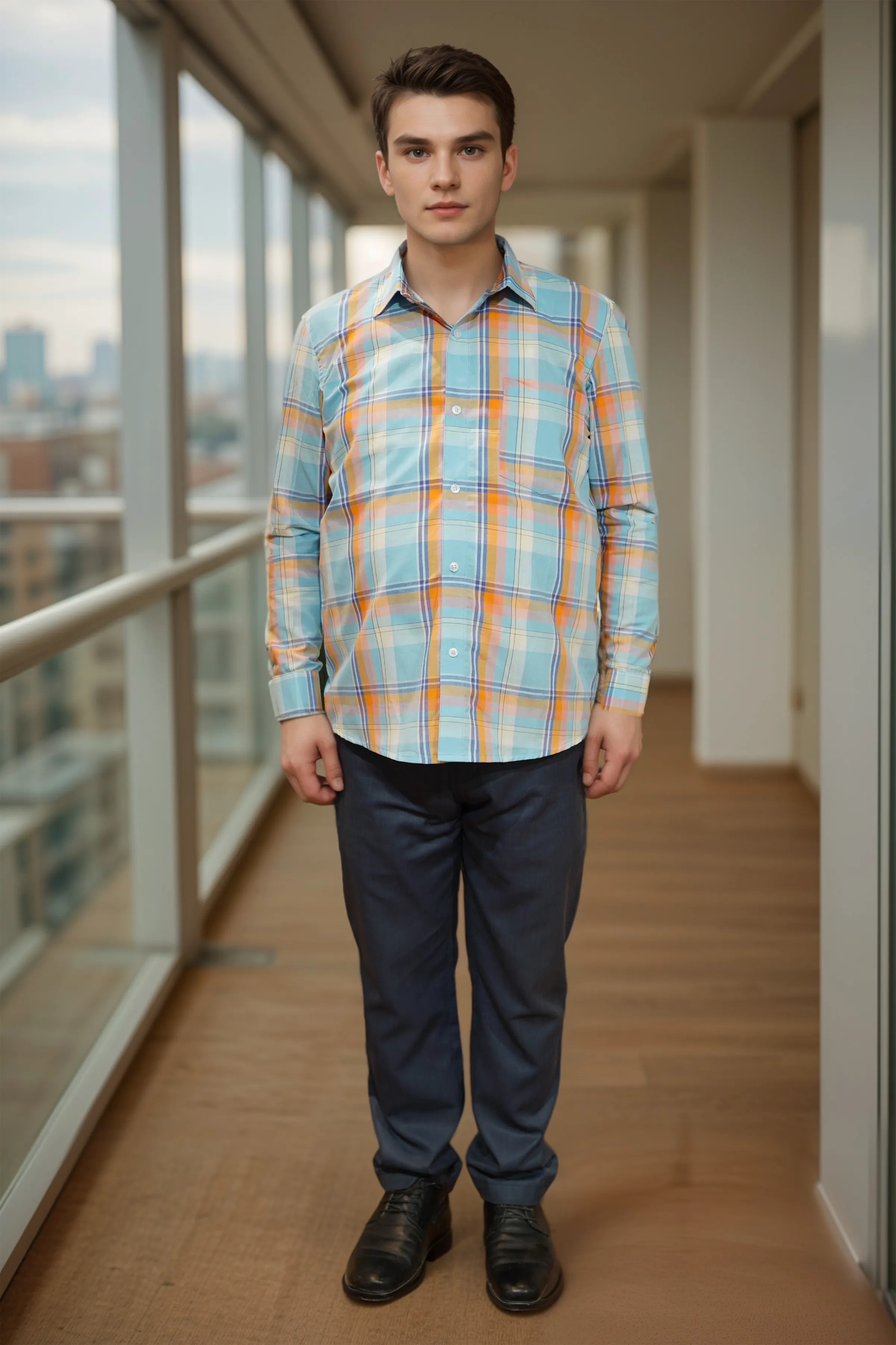 Coastal Stride Check Cotton Shirt