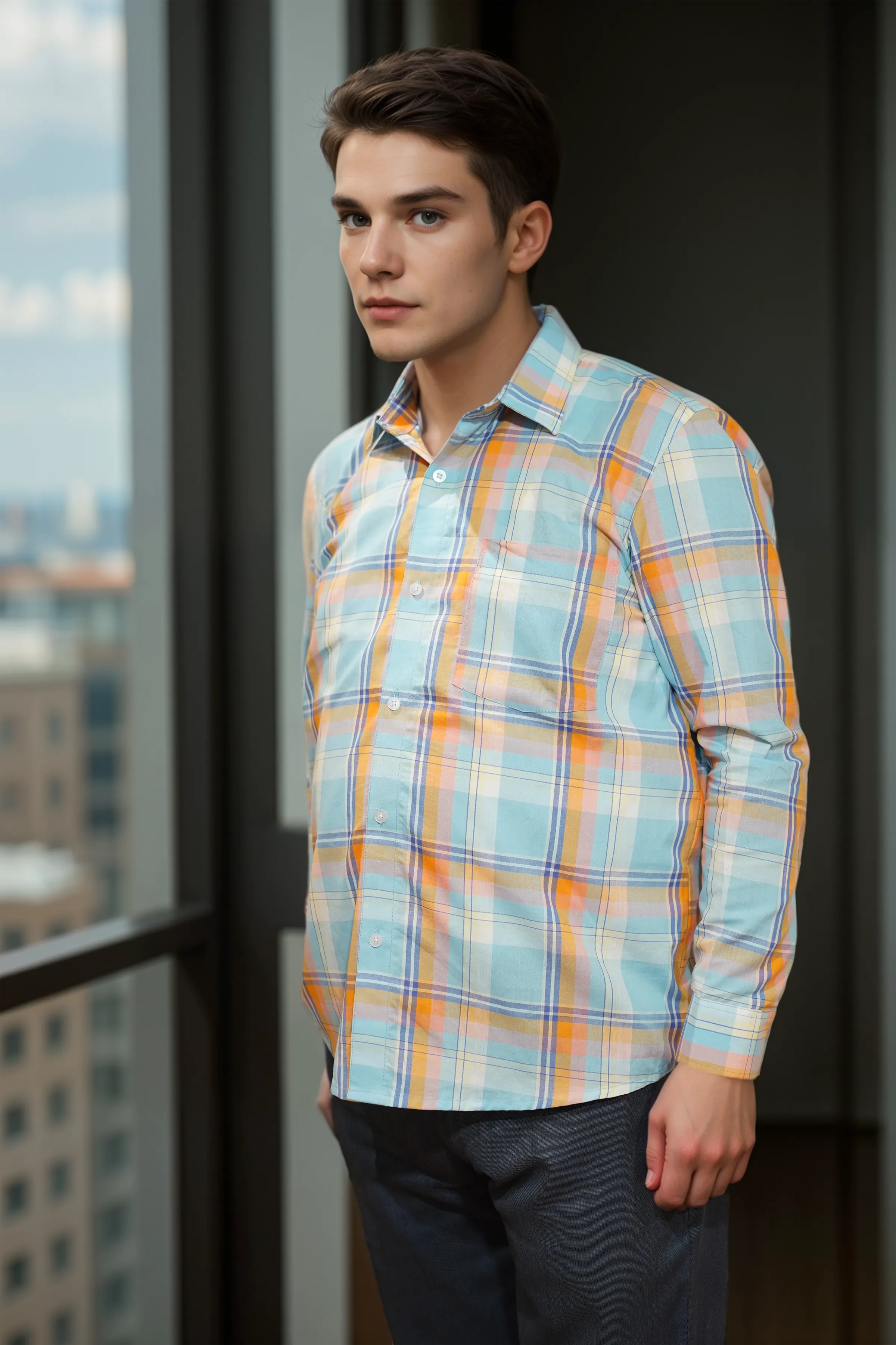 Coastal Stride Check Cotton Shirt