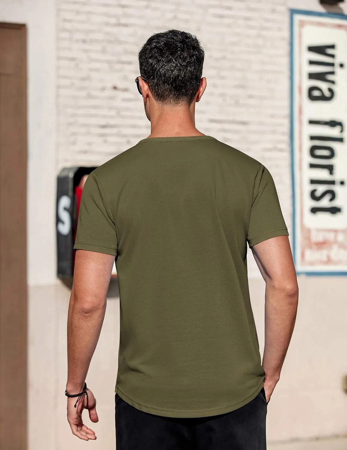 COOFANDY Men's Casual Henley T-Shirts Summer Short Sleeve Cotton Shirts Basic Button Tee Tops