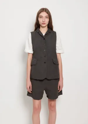 Cotton Canvas Sleeveless Blazer — Charcoal
