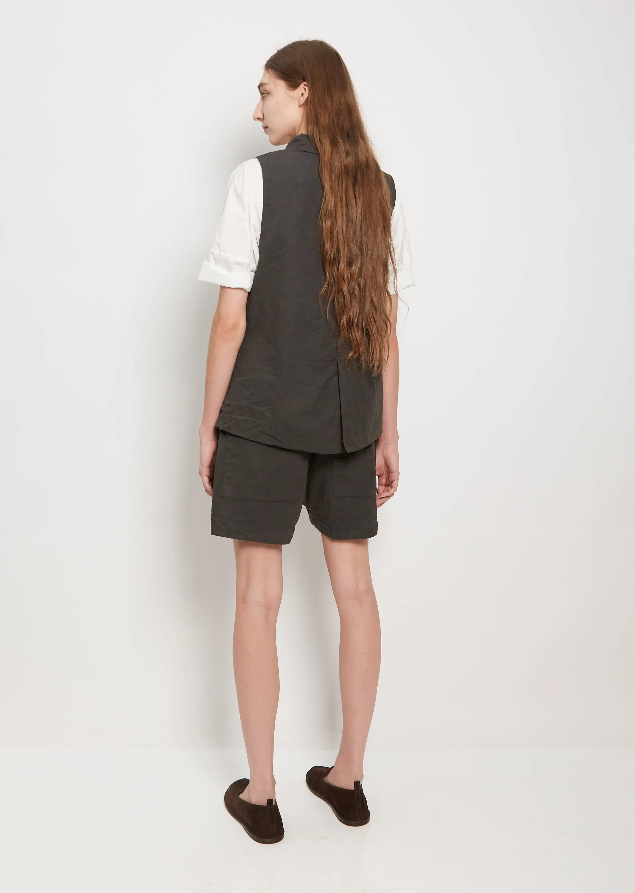 Cotton Canvas Sleeveless Blazer — Charcoal