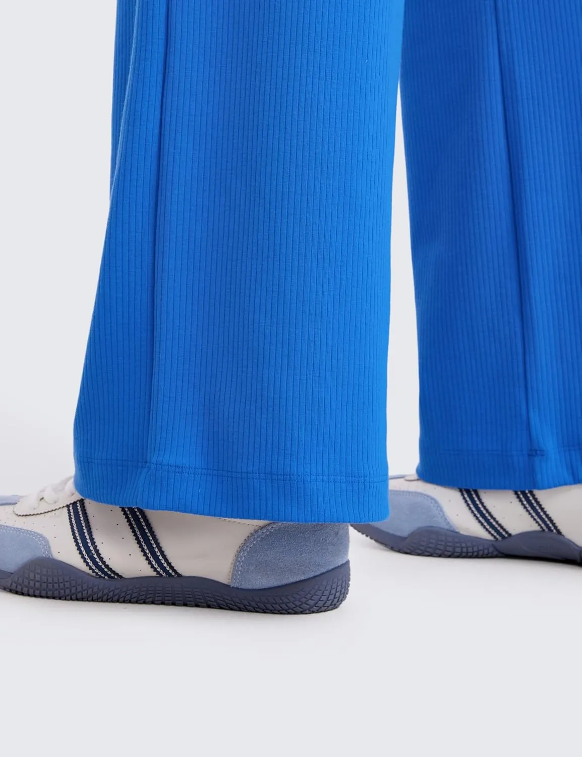 CRZ YOGA Comfy Ribbed Sweatpants Women 30.5'' Wide Leg Casual Lounge Travel Pants with Pockets
