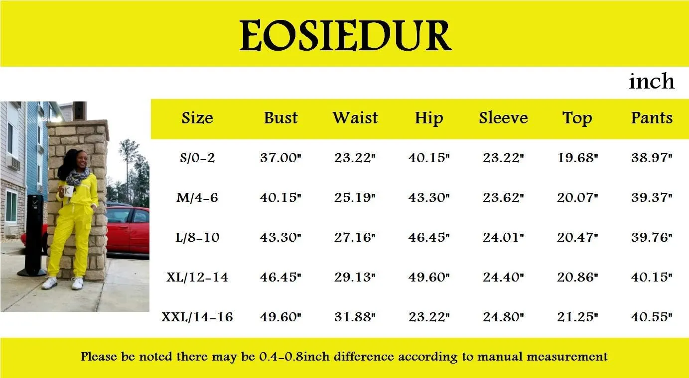 EOSIEDUR Women 2 Piece Outfits Tracksuit Jumpsuits Lightweight Windbreaker Pullover Jacket Crop Top Pants Set