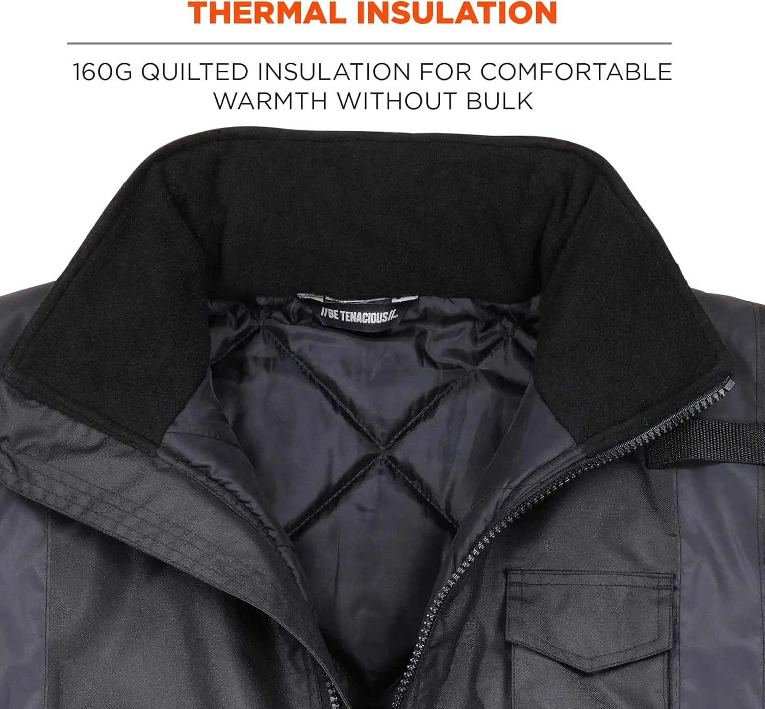 Ergodyne unisex adult Enhanced Visibility for Night Or Low Light Conditions Winter Jacket, Black, Large US