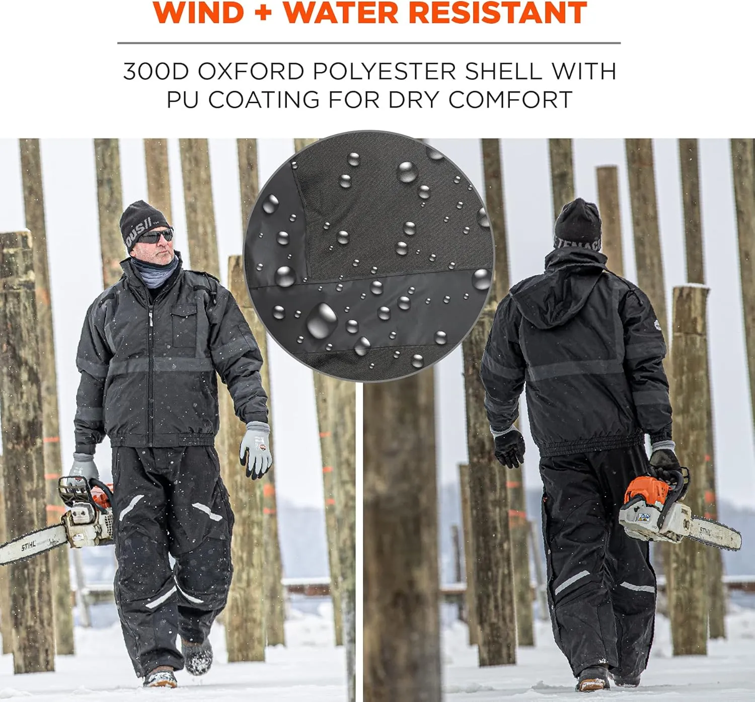 Ergodyne unisex adult Enhanced Visibility for Night Or Low Light Conditions Winter Jacket, Black, Large US