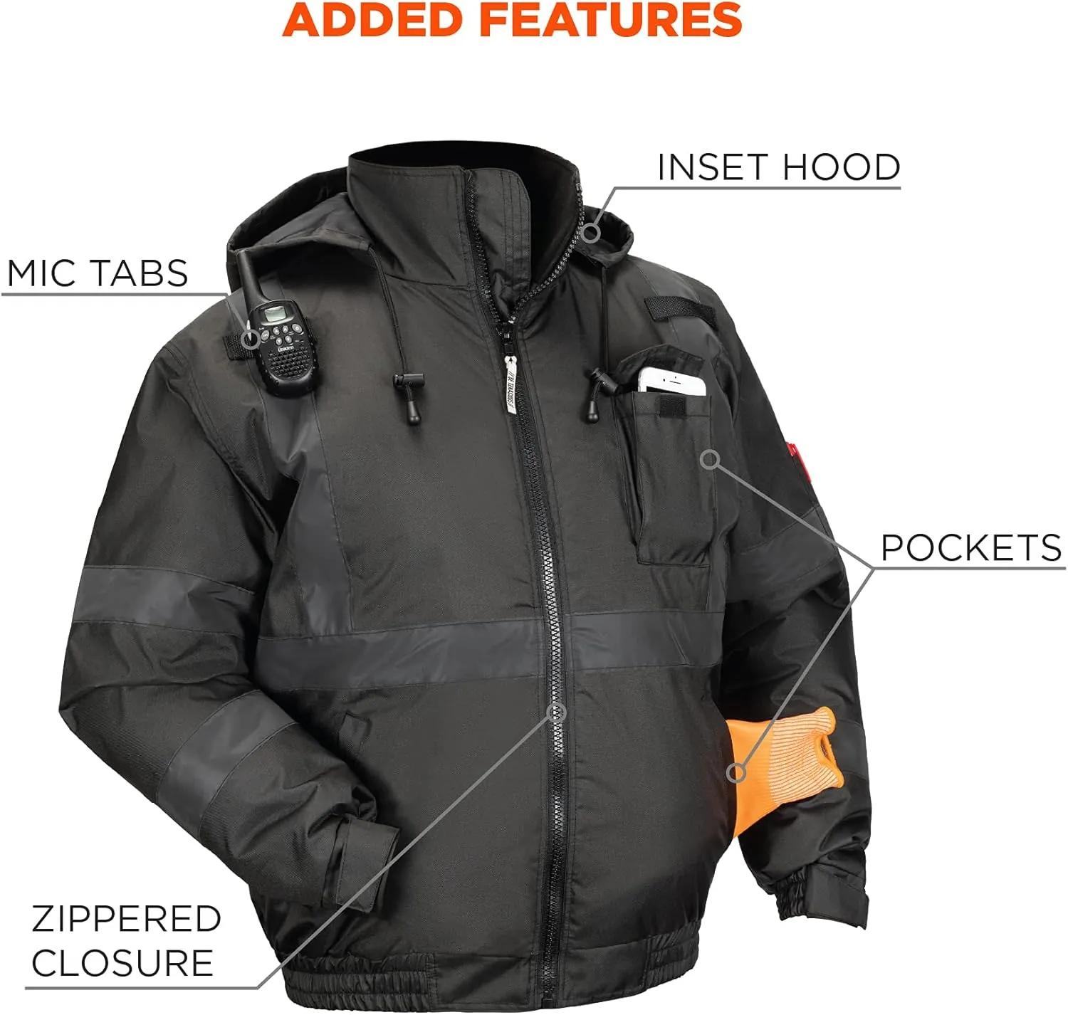 Ergodyne unisex adult Enhanced Visibility for Night Or Low Light Conditions Winter Jacket, Black, Large US