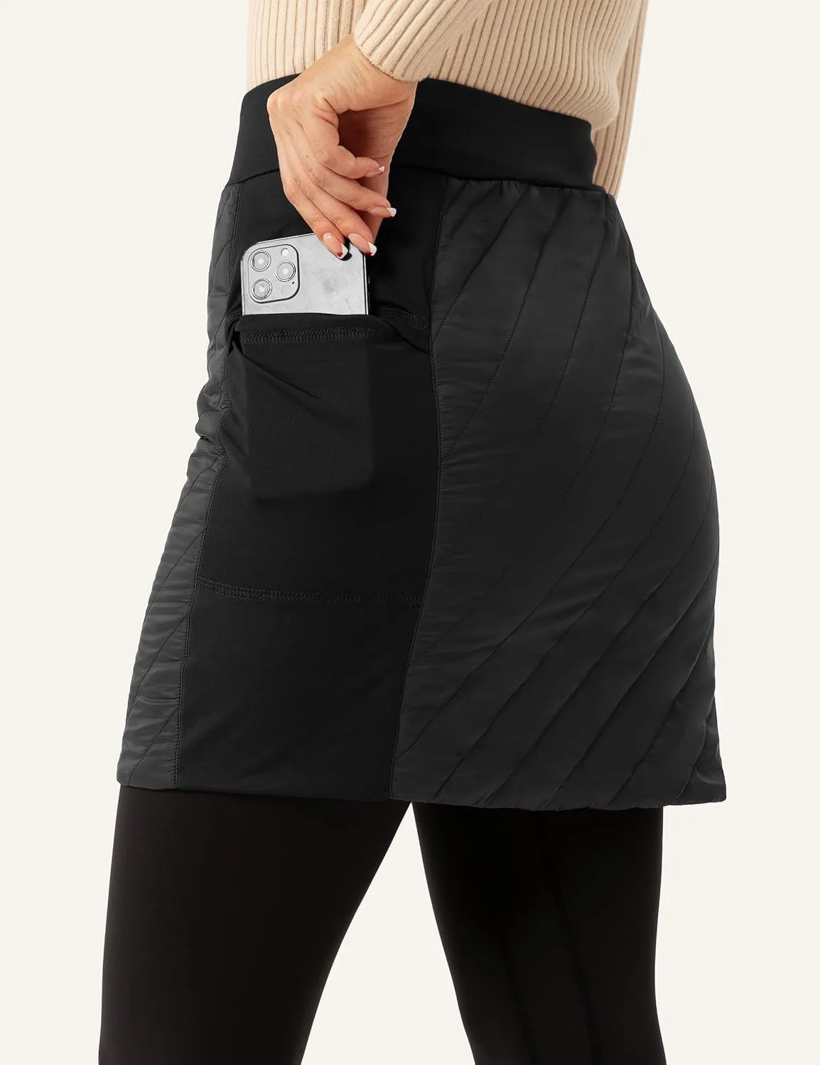 FitsT4 Sports Women's 18" Quilted Winter Skirts Puffer Skorts with Full Zipper Insulated Hiking Trekking Snow Ski