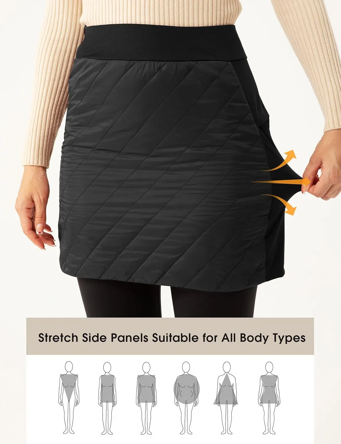 FitsT4 Sports Women's 18" Quilted Winter Skirts Puffer Skorts with Full Zipper Insulated Hiking Trekking Snow Ski