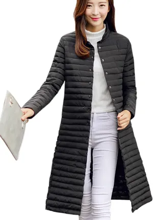 Flygo Women's Winter Lightweight Midi Long Puffer Quilted Down Jacket Parka Coat